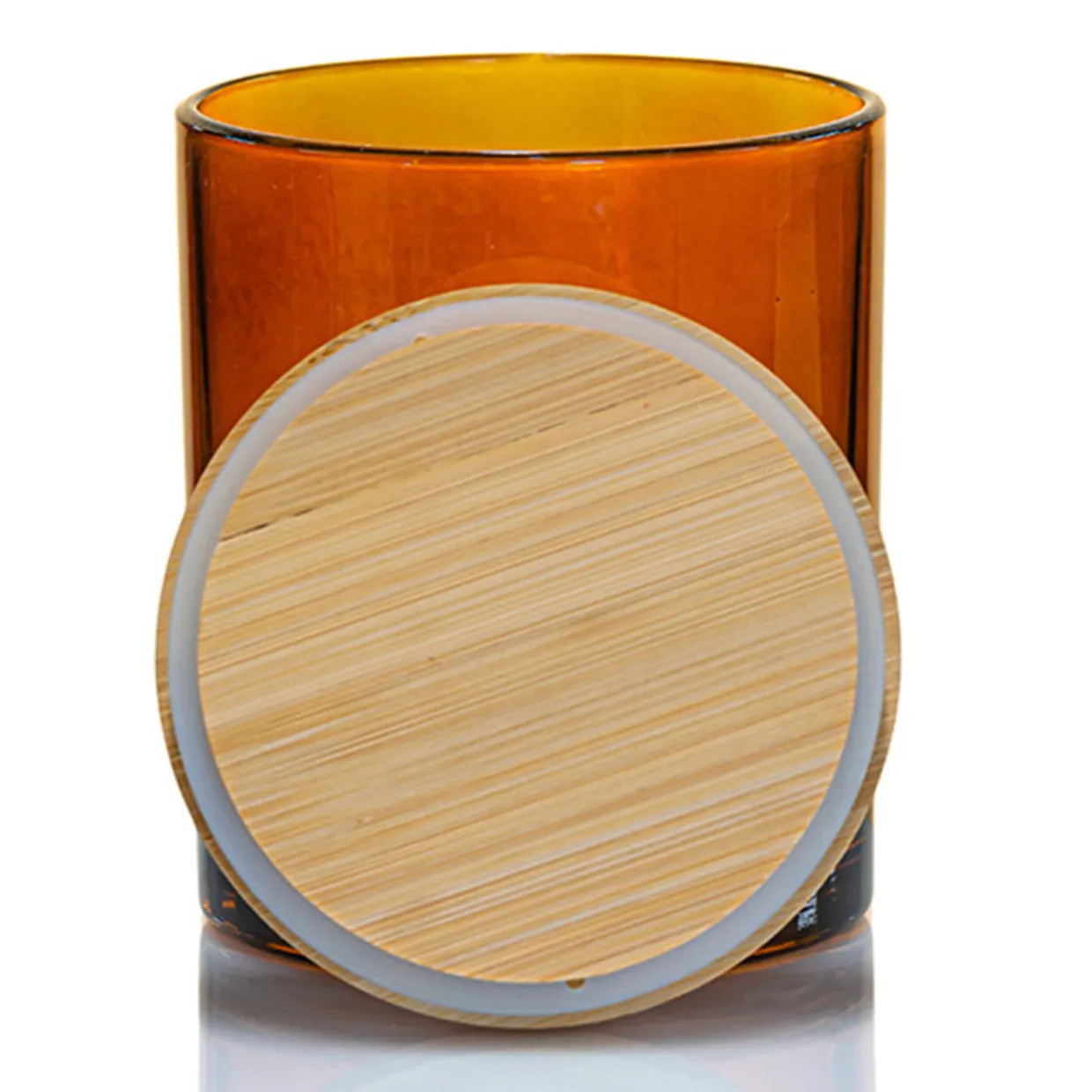 Jar Store Colored Candle Jar - 14.5 Oz With Bamboo Lid | 12 Pack> Candle Jars With Lids | Glass Candle Jars By Size